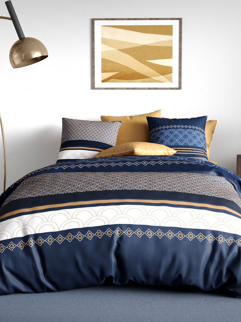 Parure de lit imprimée - 2 personnes Bleu - Kiabi