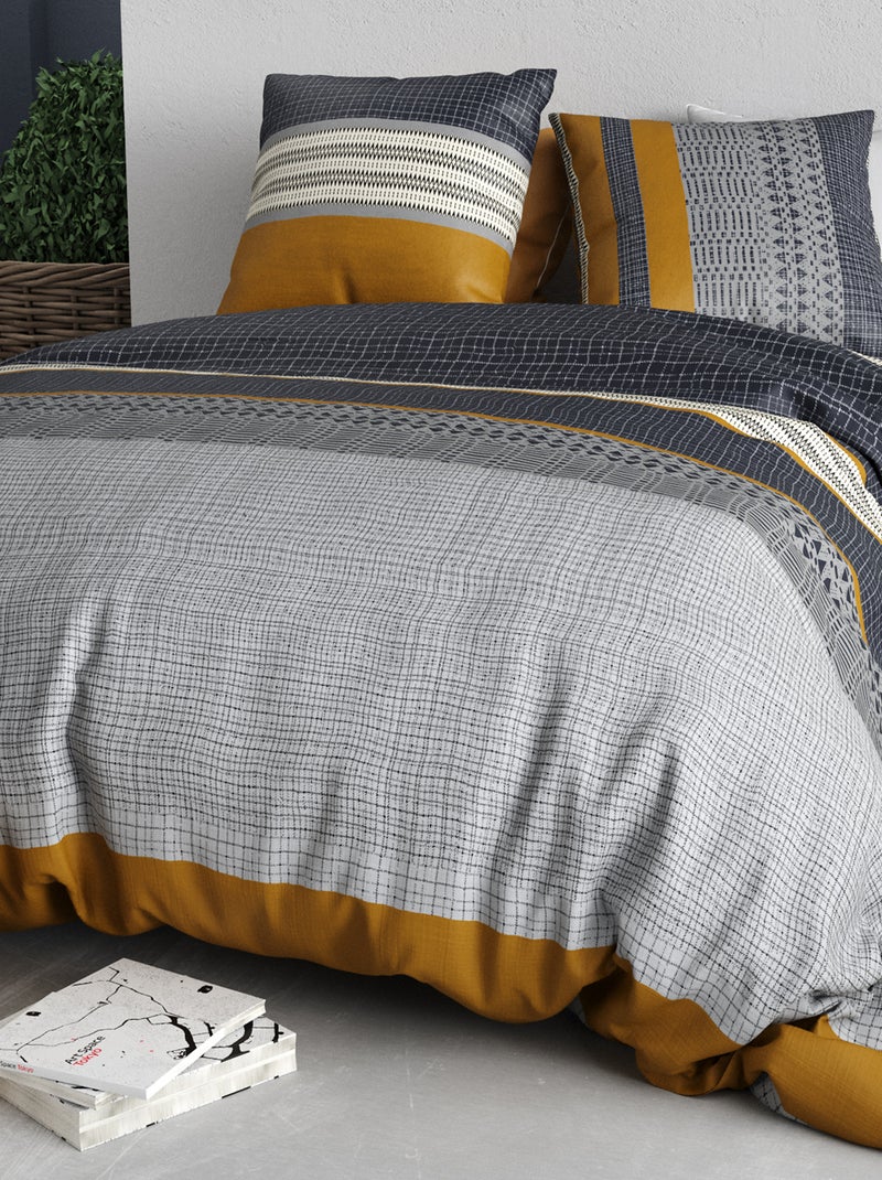 Parure de lit imprimée - 2 personnes Gris - Kiabi