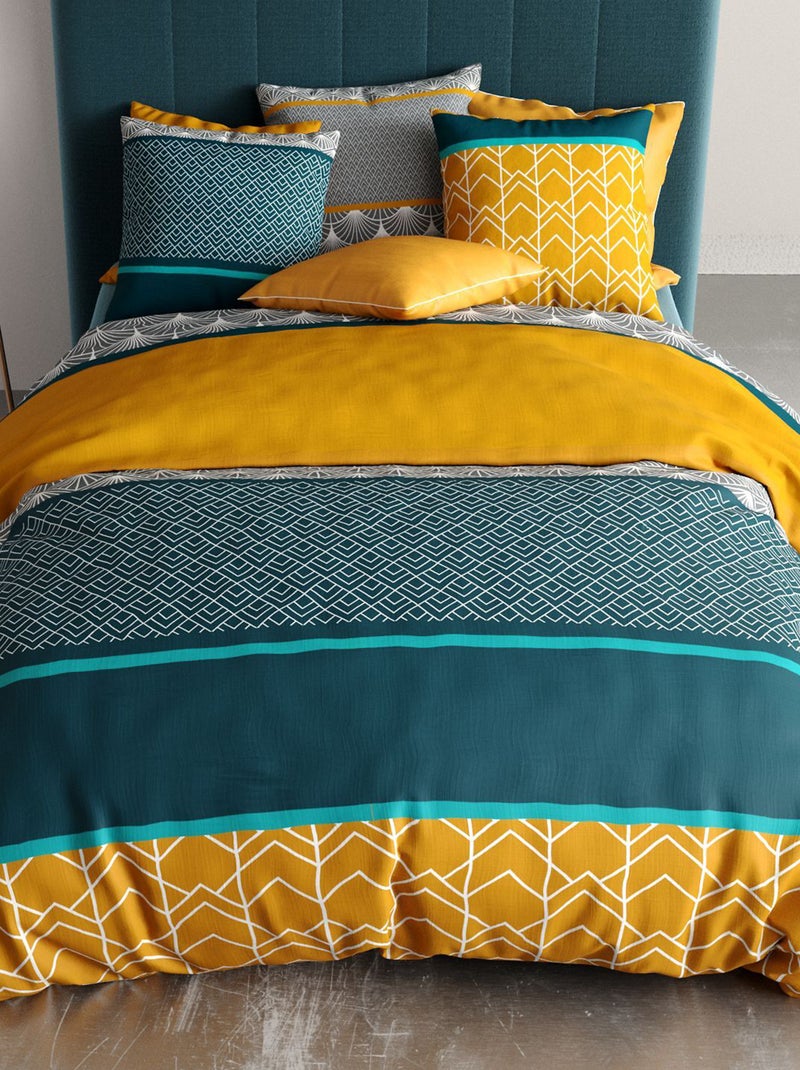 Parure de lit imprimée housse + 2 taies - 2 personnes Bleu - Kiabi