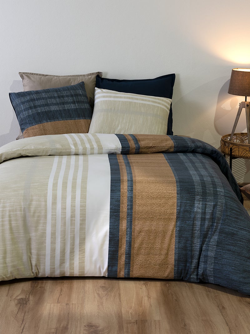 Parure de lit imprimée housse de couette + 2 taies - 2 personnes Bleu - Kiabi