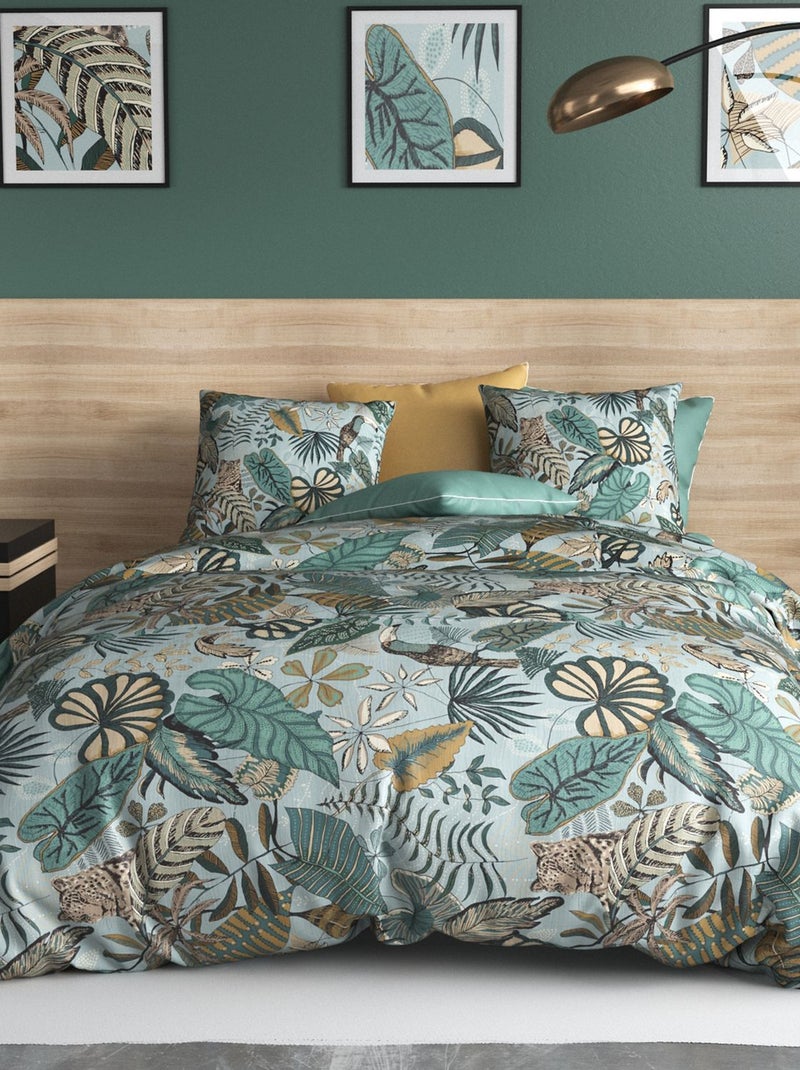 Parure de lit imprimée housse de couette + 2 taies - 2 personnes Vert - Kiabi