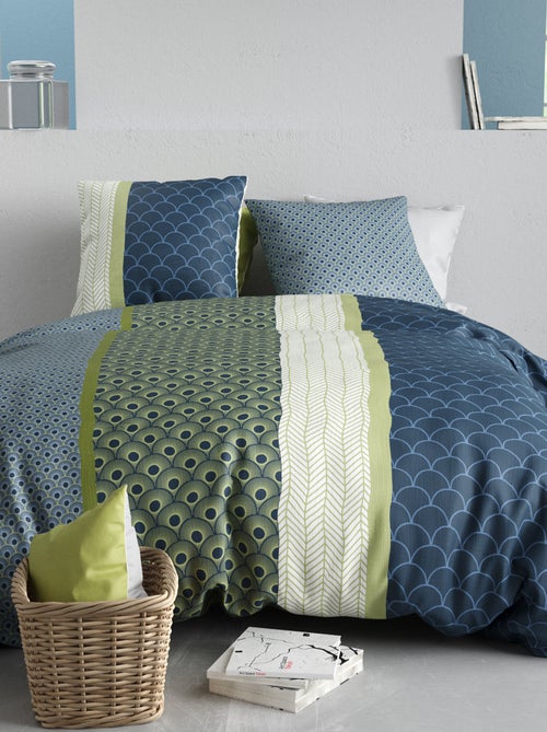 Parure de lit imprimée housse de couette + 2 taies d'oreiller - 2 personnes - Kiabi