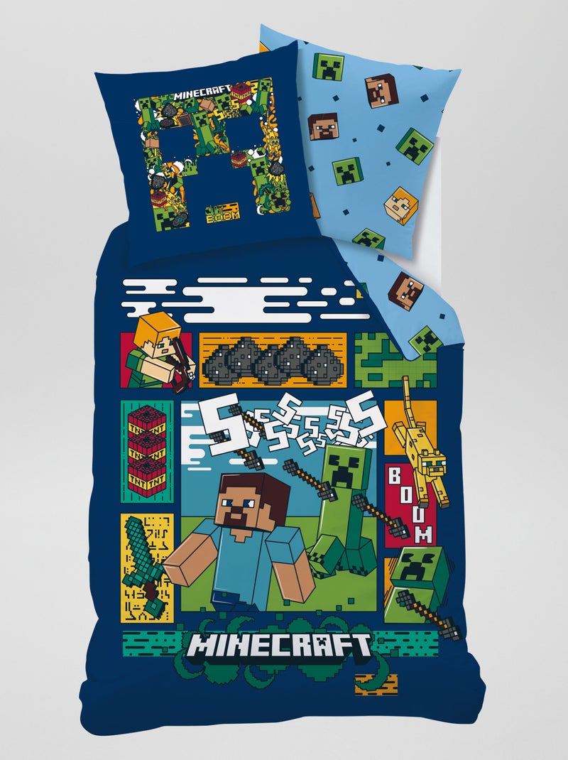 Parure de lit 'Minecraft' - 1 personne Bleu - Kiabi
