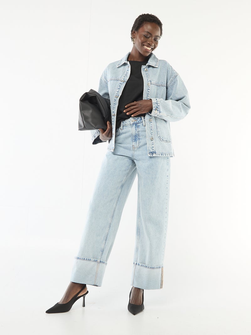 Patch Pocket Denim Jacket Blue - Kiabi