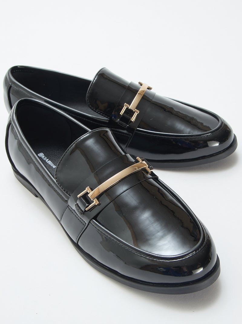 Patent Loafers with Fancy Gold Embellishments Black - Kiabi