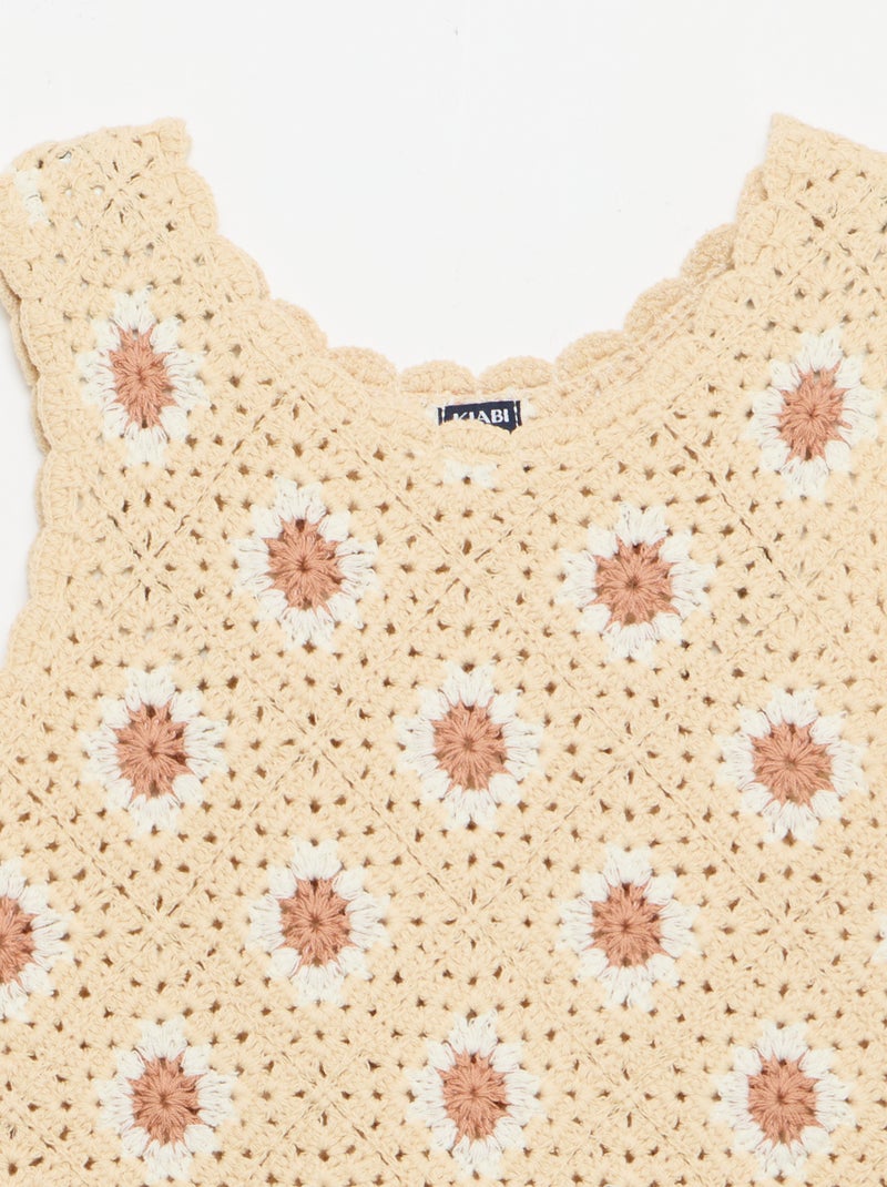 Patterned crochet dress Beige - Kiabi