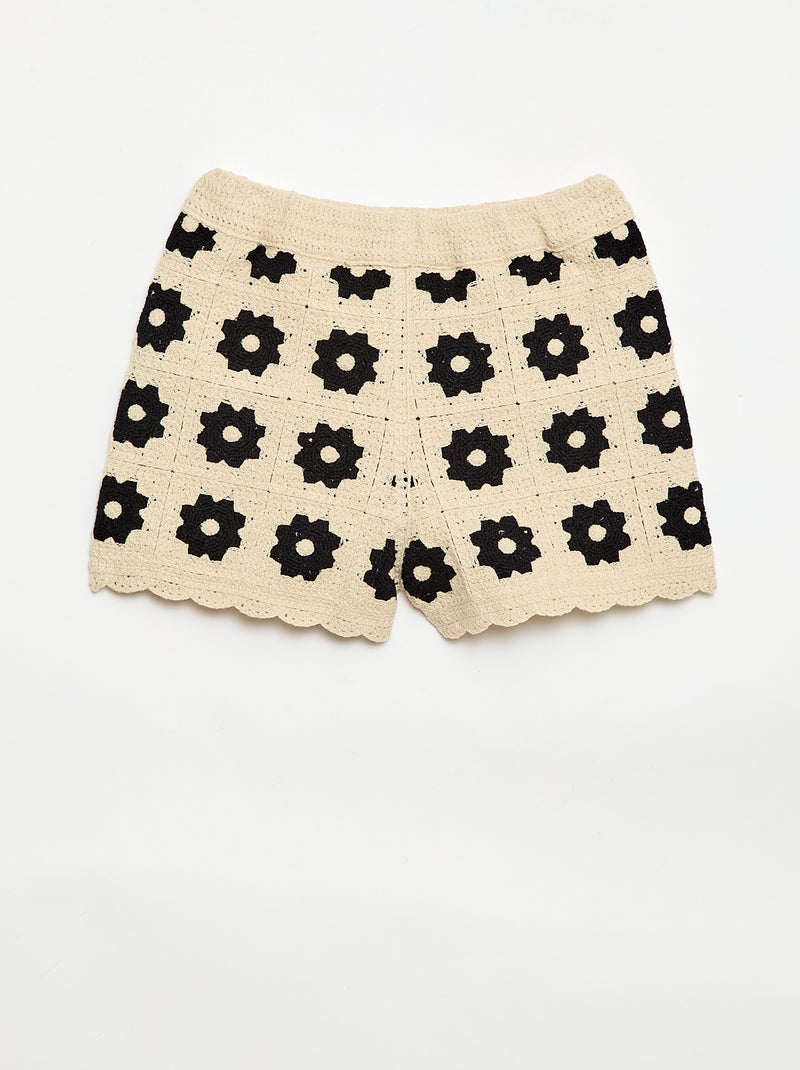 Patterned Crochet Shorts Black - Kiabi
