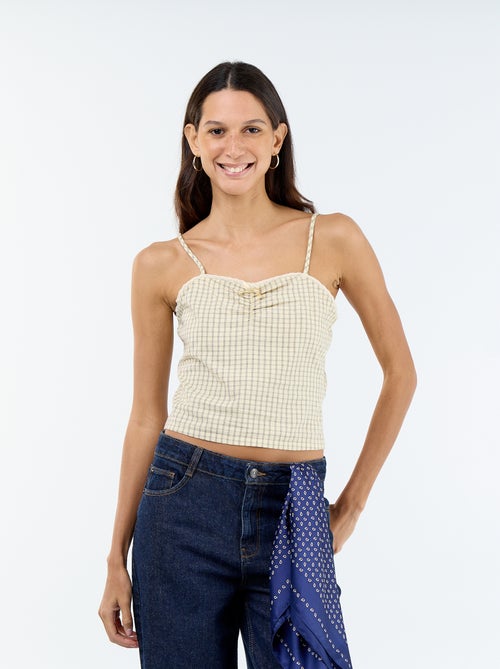 Patterned Cropped Top with Adjustable Straps - Kiabi
