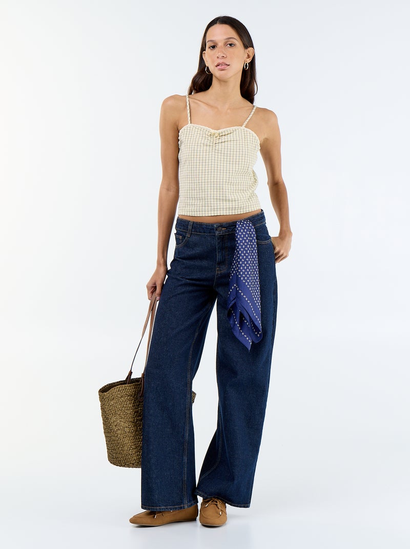 Patterned Cropped Top with Adjustable Straps Yellow - Kiabi