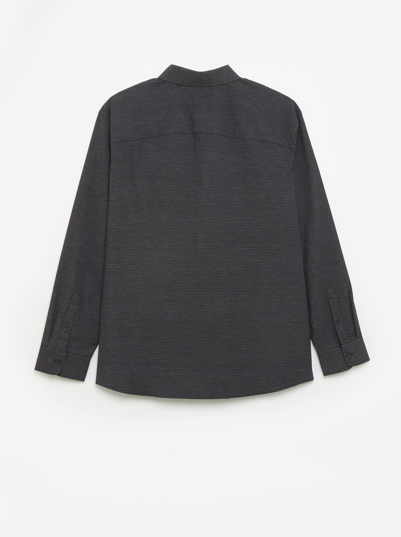 Patterned Dobby Shirt Black - Kiabi