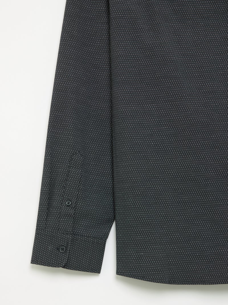 Patterned Dobby Shirt Black - Kiabi