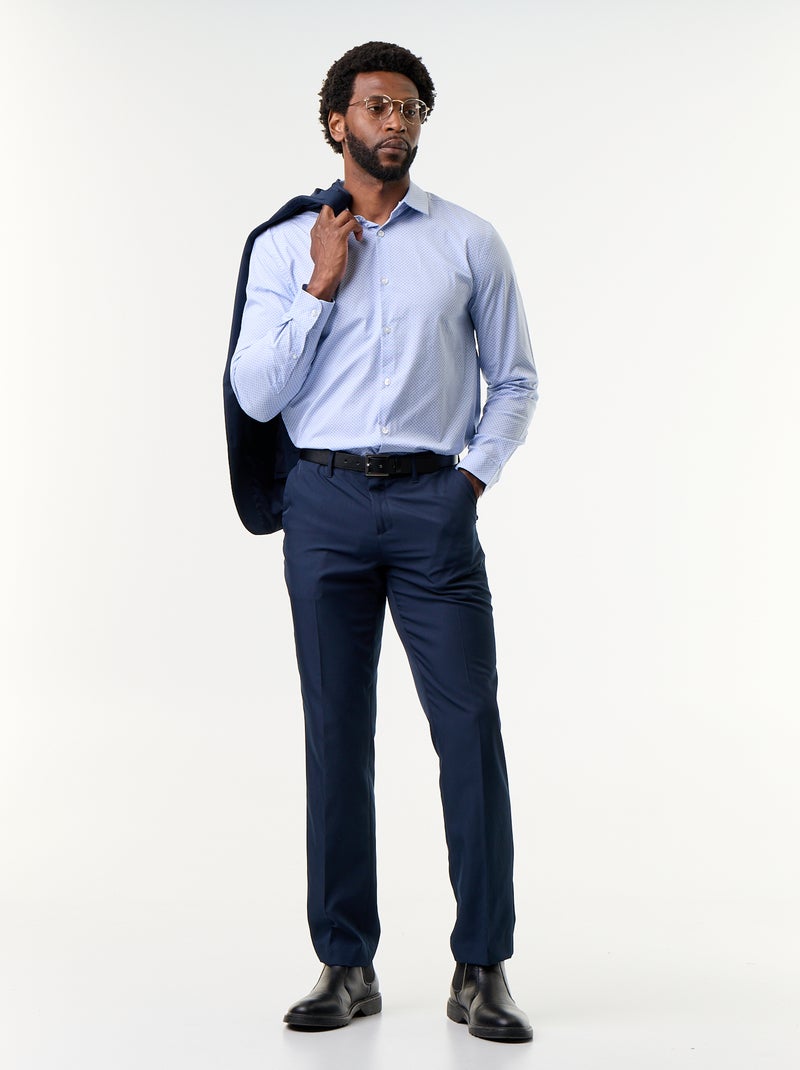 Patterned Dobby Shirt Blue - Kiabi