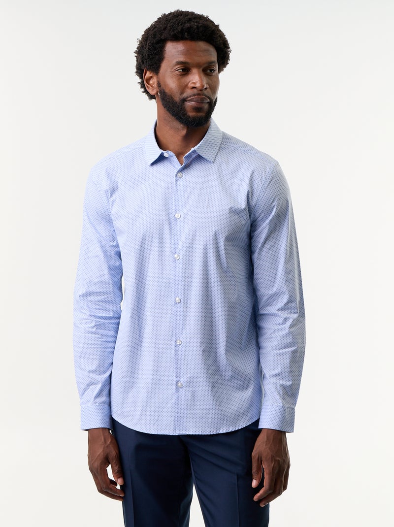 Patterned Dobby Shirt Blue - Kiabi