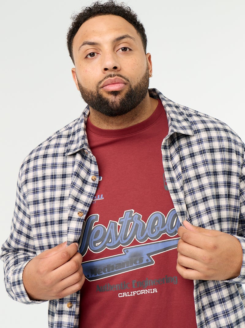 Patterned flannel shirt Blue - Kiabi
