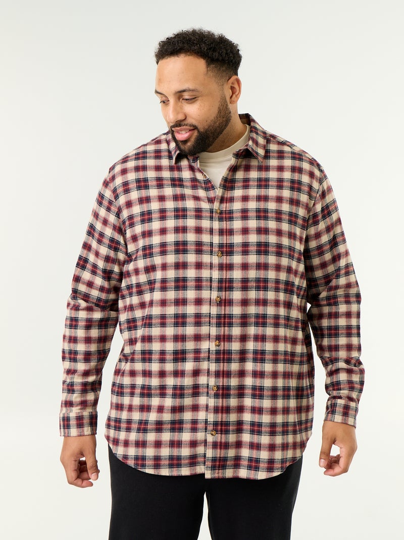 Patterned flannel shirt Brown - Kiabi