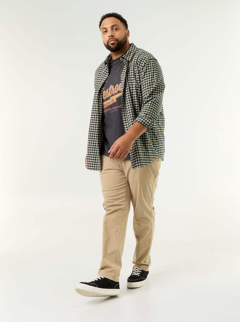 Patterned flannel shirt Green - Kiabi