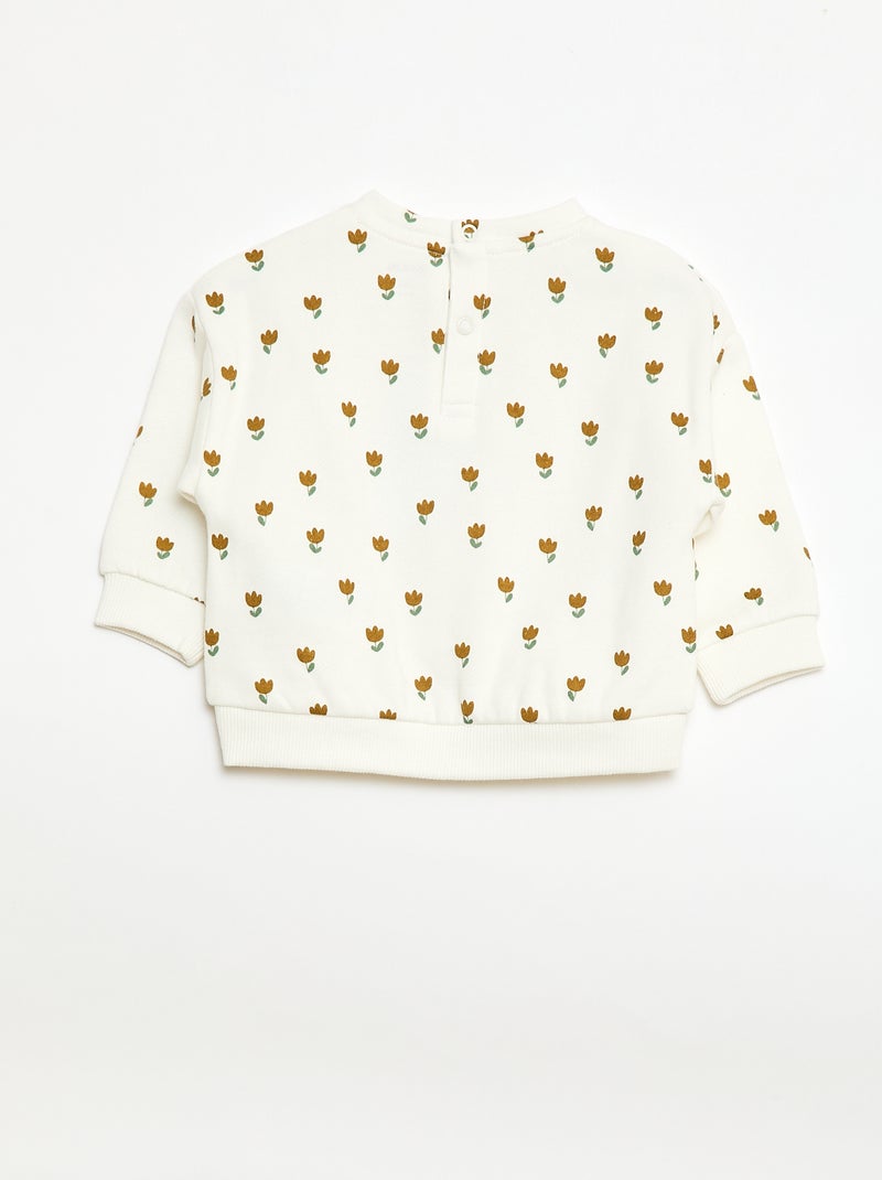 Patterned Fleece Sweatshirt White - Kiabi