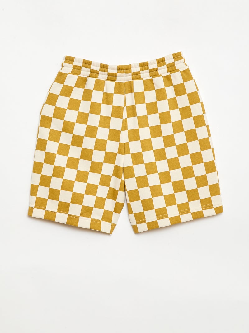 Patterned French Terry Bermuda Shorts Beige - Kiabi