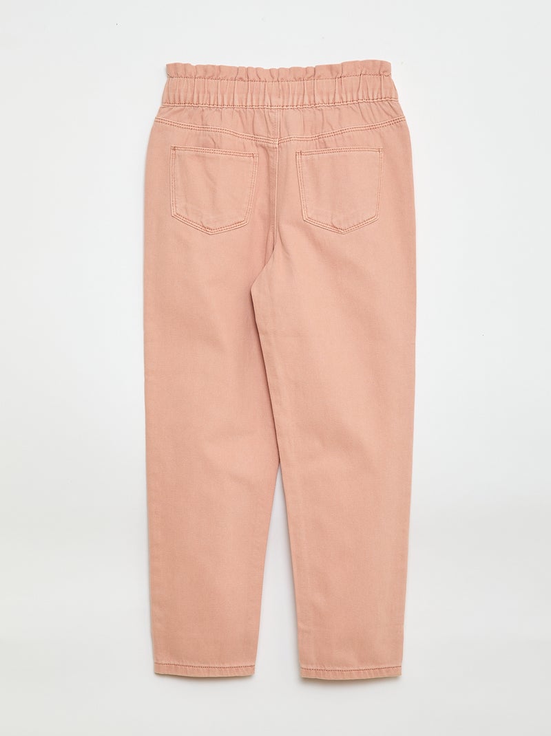 Patterned Mom Fit Denim Trousers Pink - Kiabi