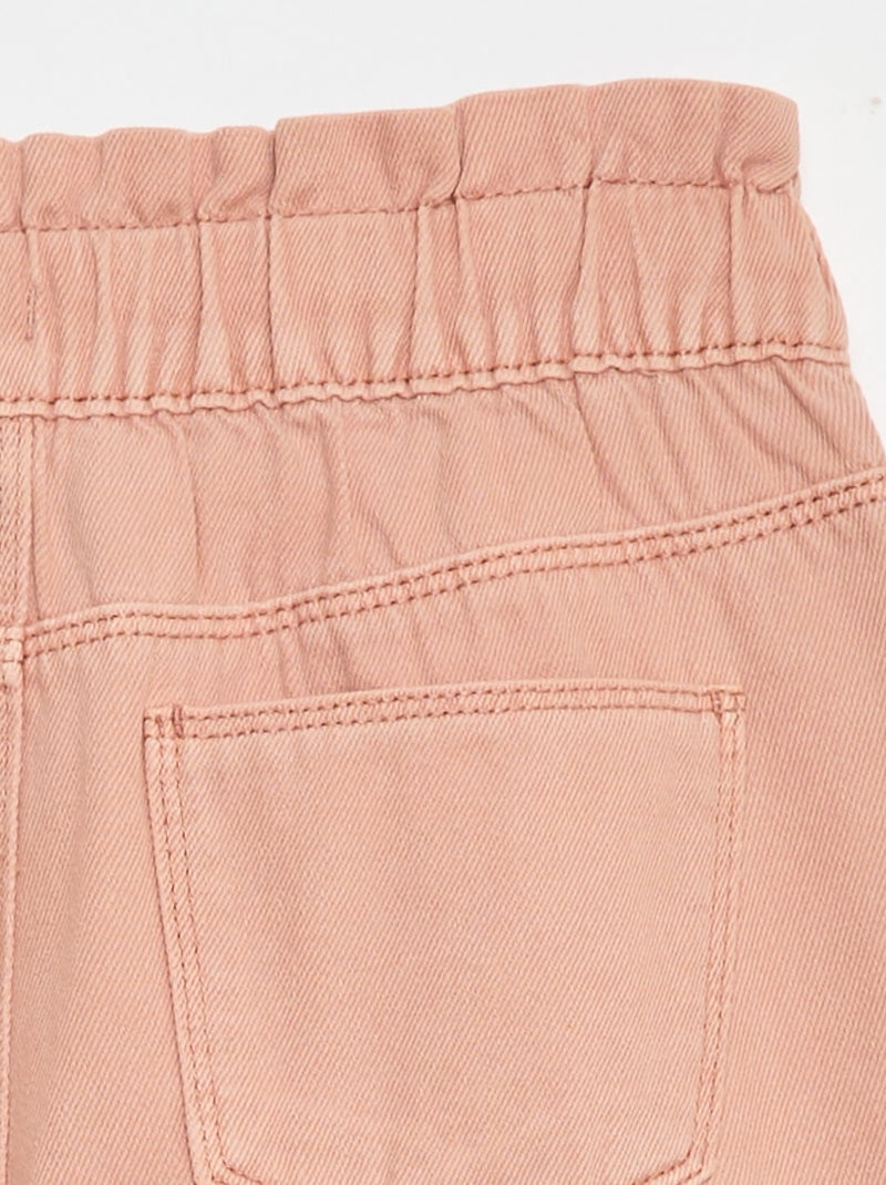 Patterned Mom Fit Denim Trousers Pink - Kiabi
