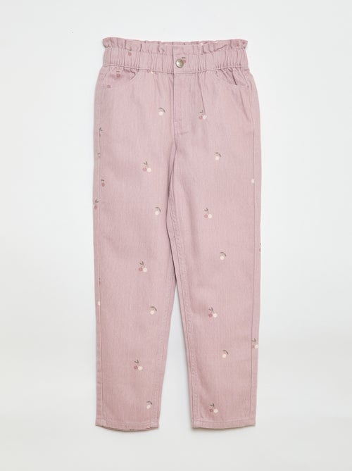 Patterned Mom Fit Denim Trousers - Kiabi