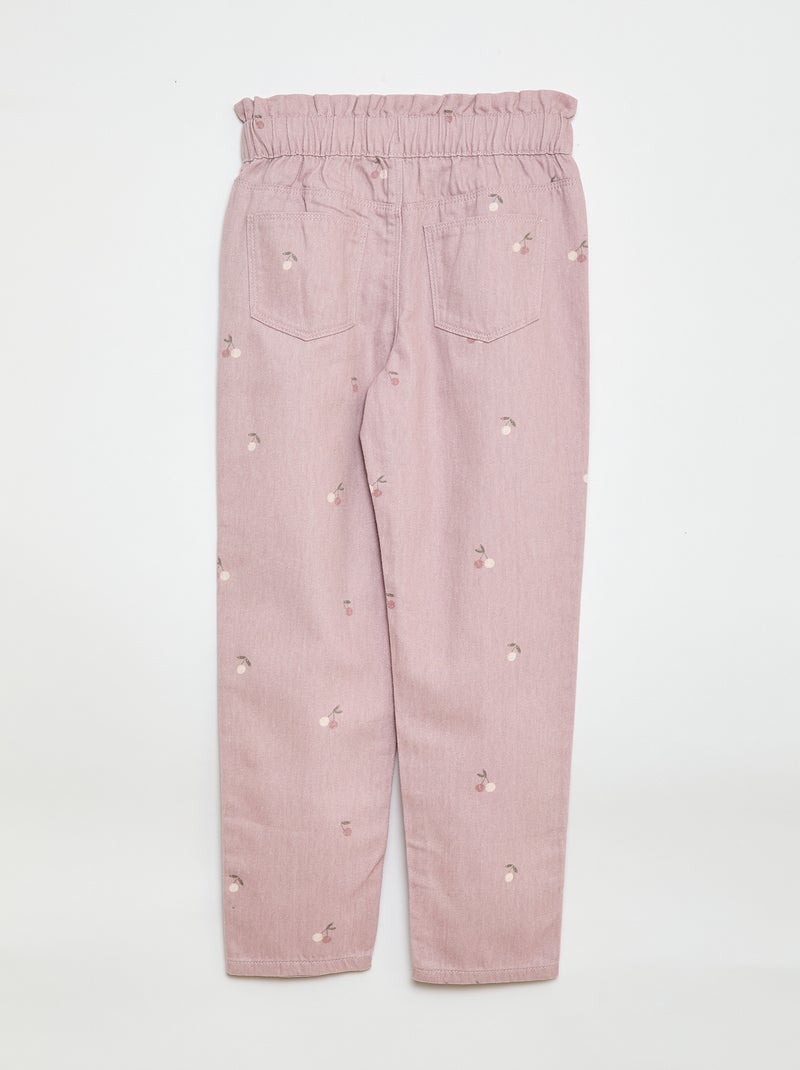 Patterned Mom Fit Denim Trousers Pink - Kiabi