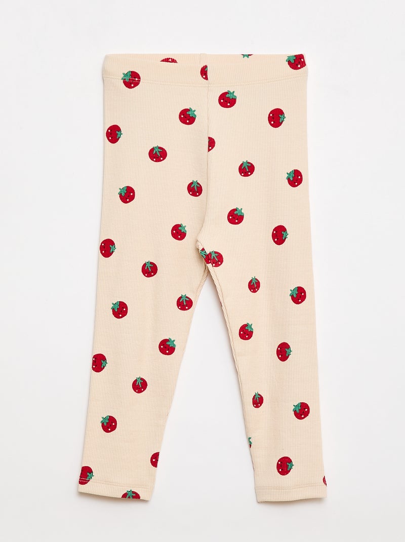 Patterned Ribbed Full-Length Leggings White - Kiabi