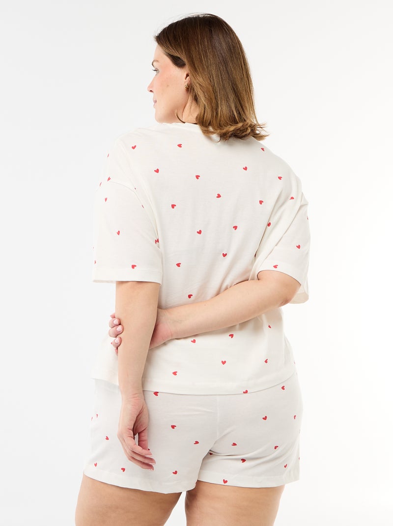 Patterned Short Pajama Set - 2 pieces White - Kiabi