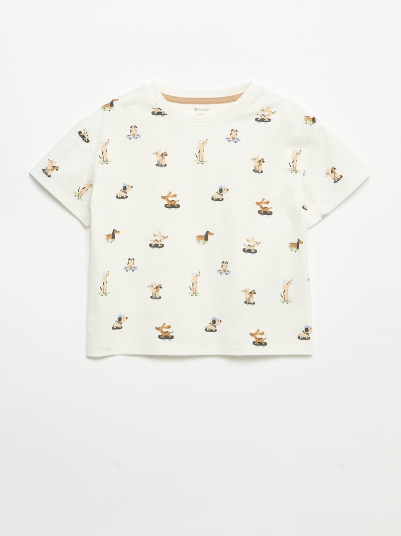 Patterned short-sleeved T-shirt White - Kiabi