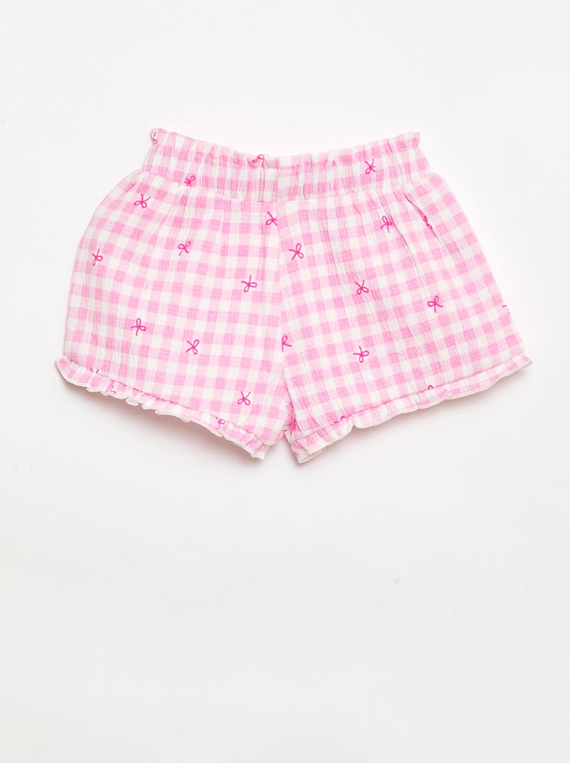 Patterned shorts with ruffled hem Pink - Kiabi