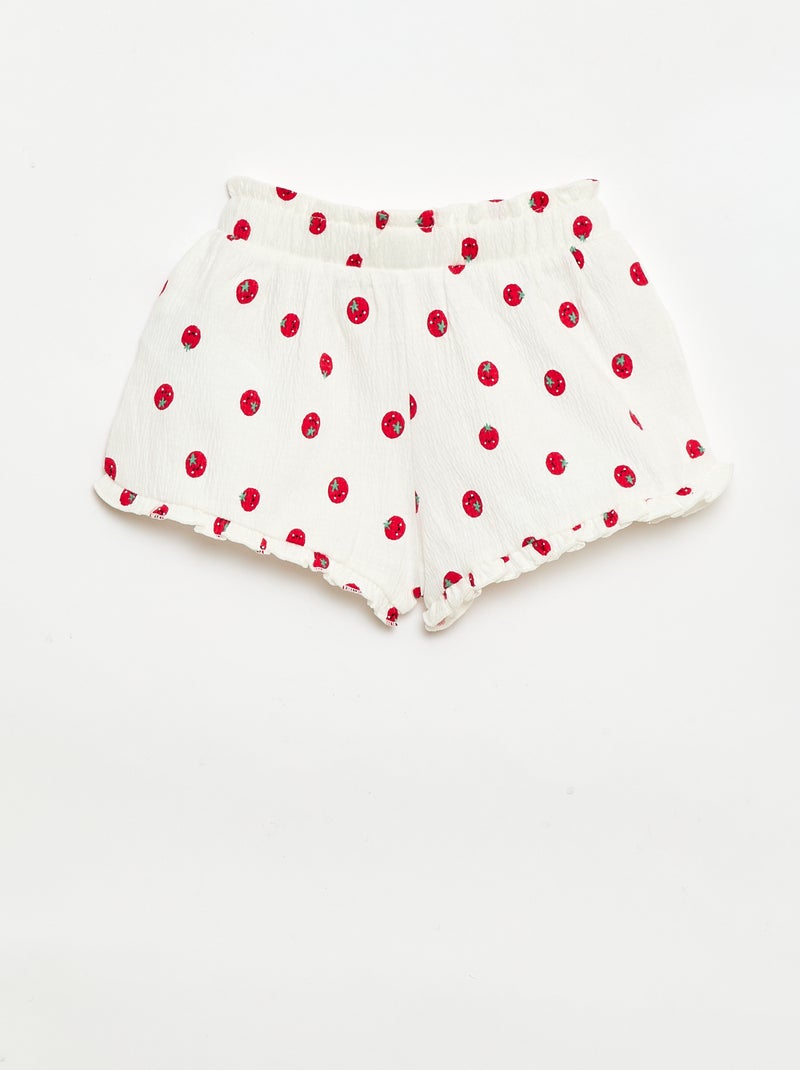Patterned shorts with ruffled hem White - Kiabi