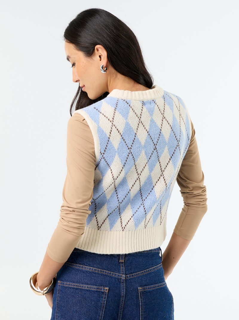 Patterned Sleeveless Sweater Beige - Kiabi