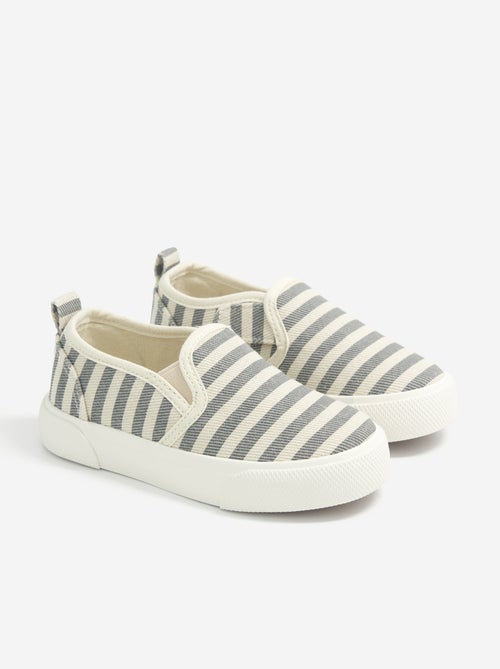 Patterned Slip-On Sneakers with Hook-and-Loop Straps - Kiabi
