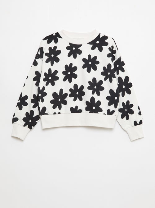 Patterned Sweatshirt with Round Neck - Kiabi Patterned Sweatshirt with Round Neck - Kiabi