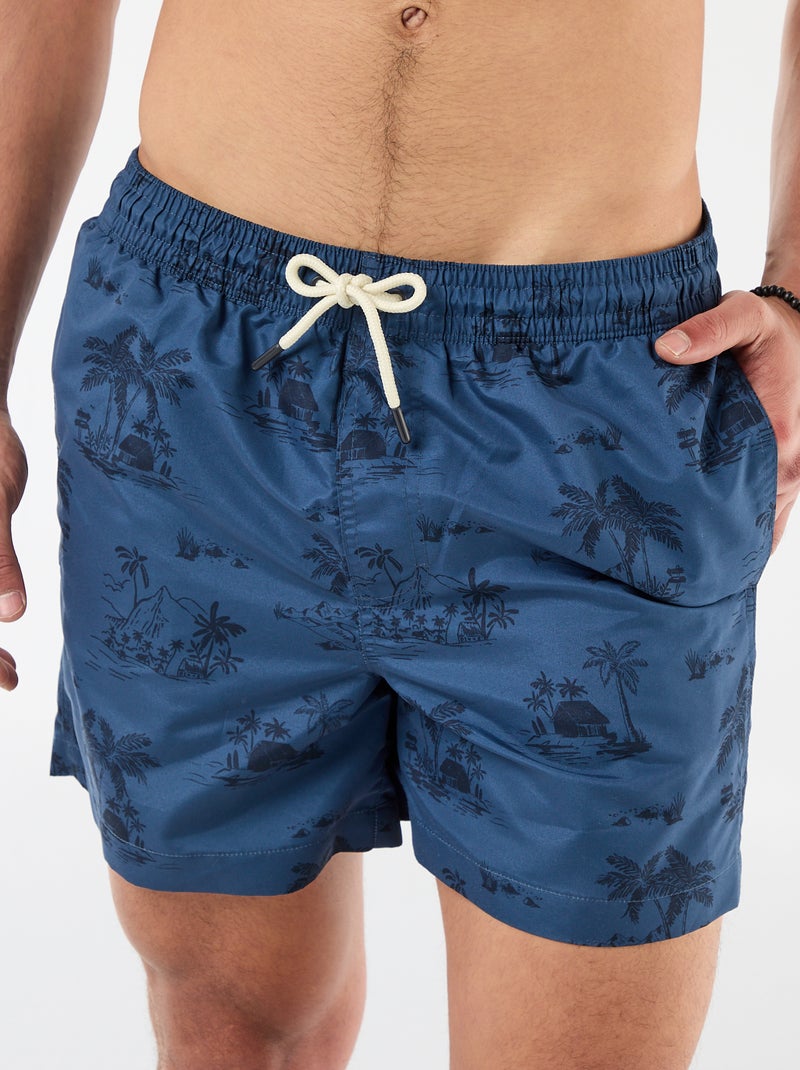 Patterned Swim Bermudas Blue - Kiabi