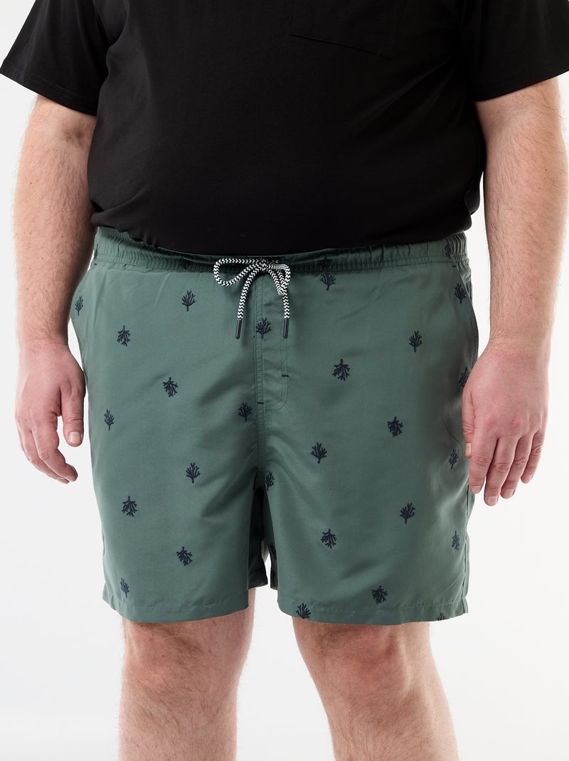 Patterned Swim Shorts Green - Kiabi