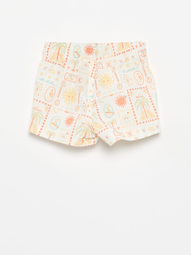 Patterned Swim Shorts White - Kiabi