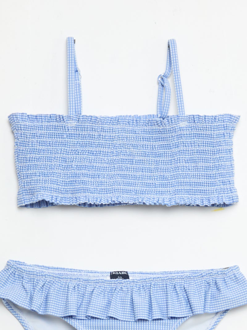 Patterned Swimsuit with Ruffles - 2 Piece Blue - Kiabi