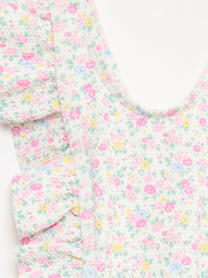 Patterned Swimsuit with Ruffles White - Kiabi