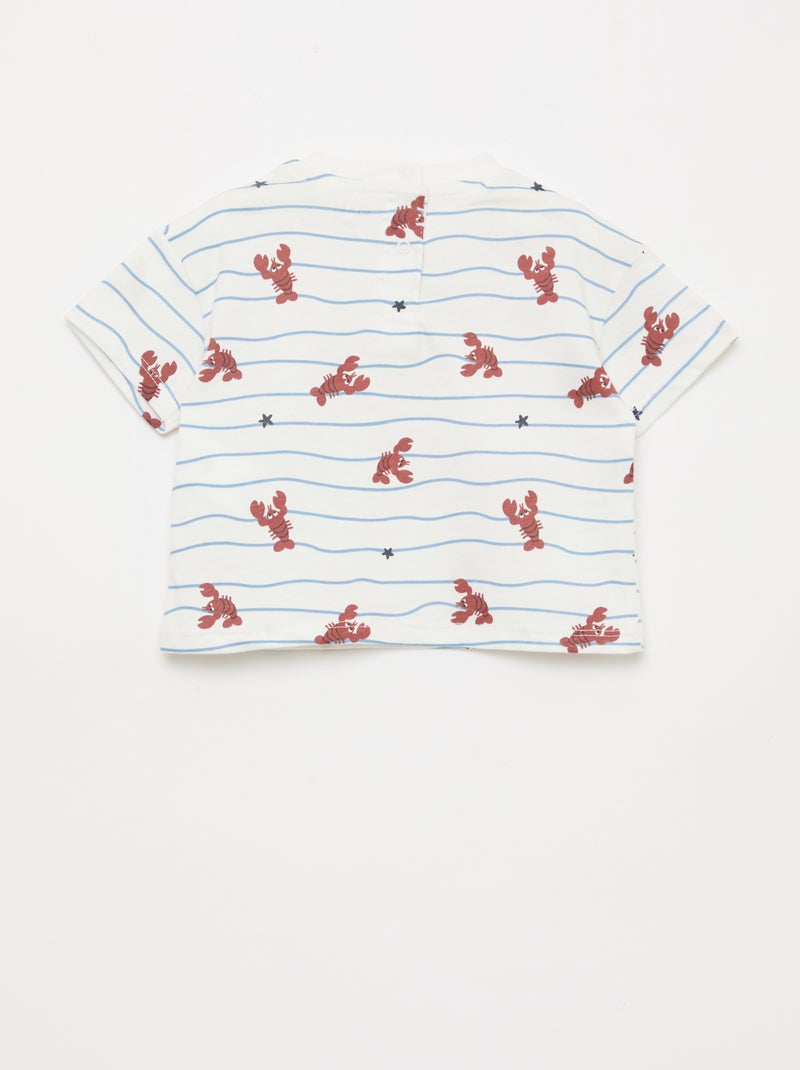Patterned T-shirt + Shorts Set - 2 pieces Beige - Kiabi