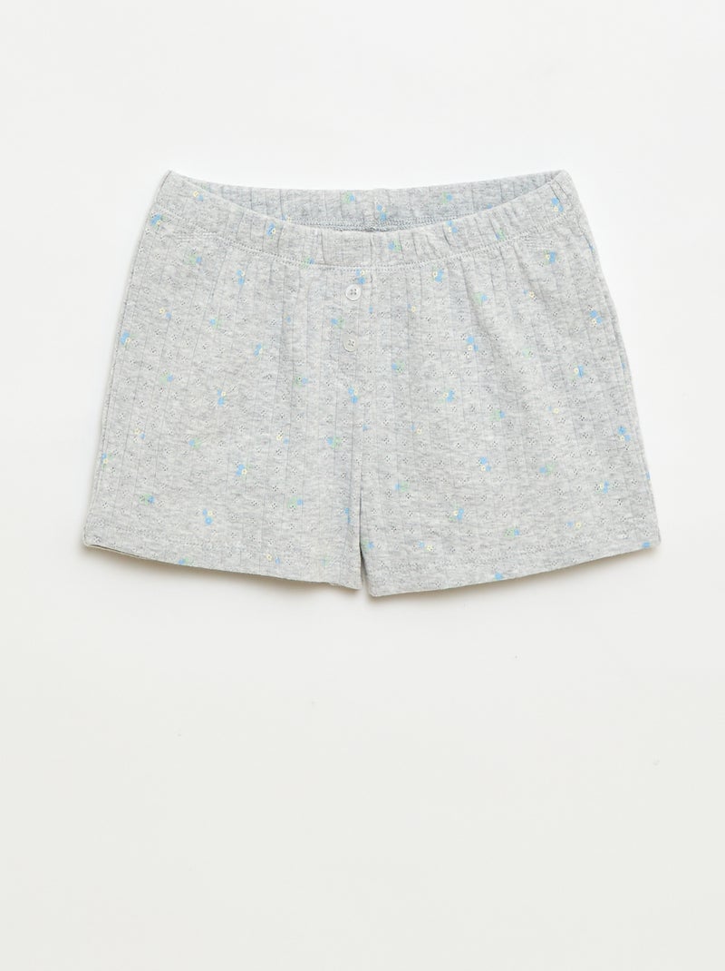 Patterned Tank Top & Shorts Pajama Set - 2 Pieces Grey - Kiabi