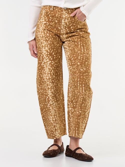 Patterned Wide-Leg Denim Pants - Kiabi
