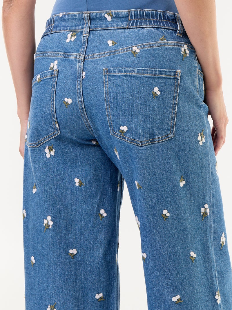 Patterned wide-leg maternity jeans Blue - Kiabi