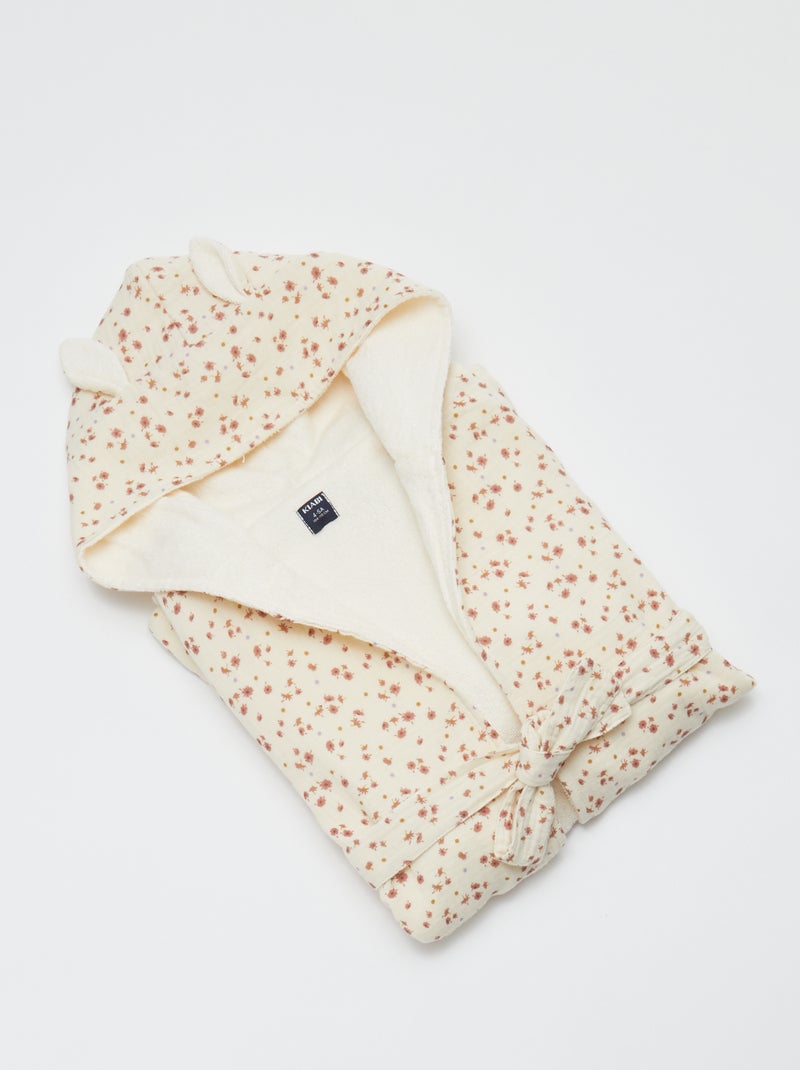 Peignoir en éponge et gaze de coton - Kiabi Home Ecru/Rose - Kiabi