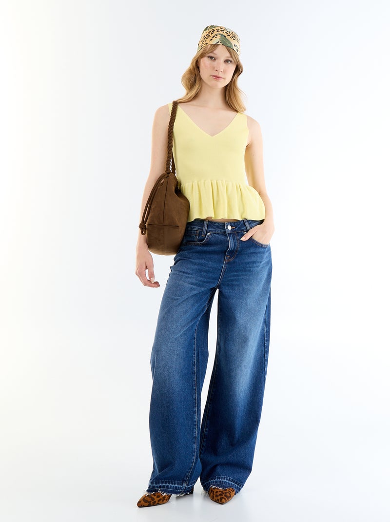 Peplum-Trägertop aus Rippstrick GELB - Kiabi
