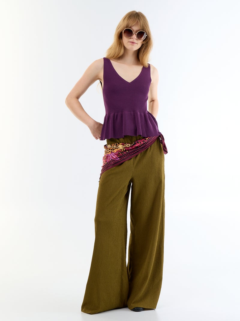 Peplum-Trägertop aus Rippstrick Lila - Kiabi