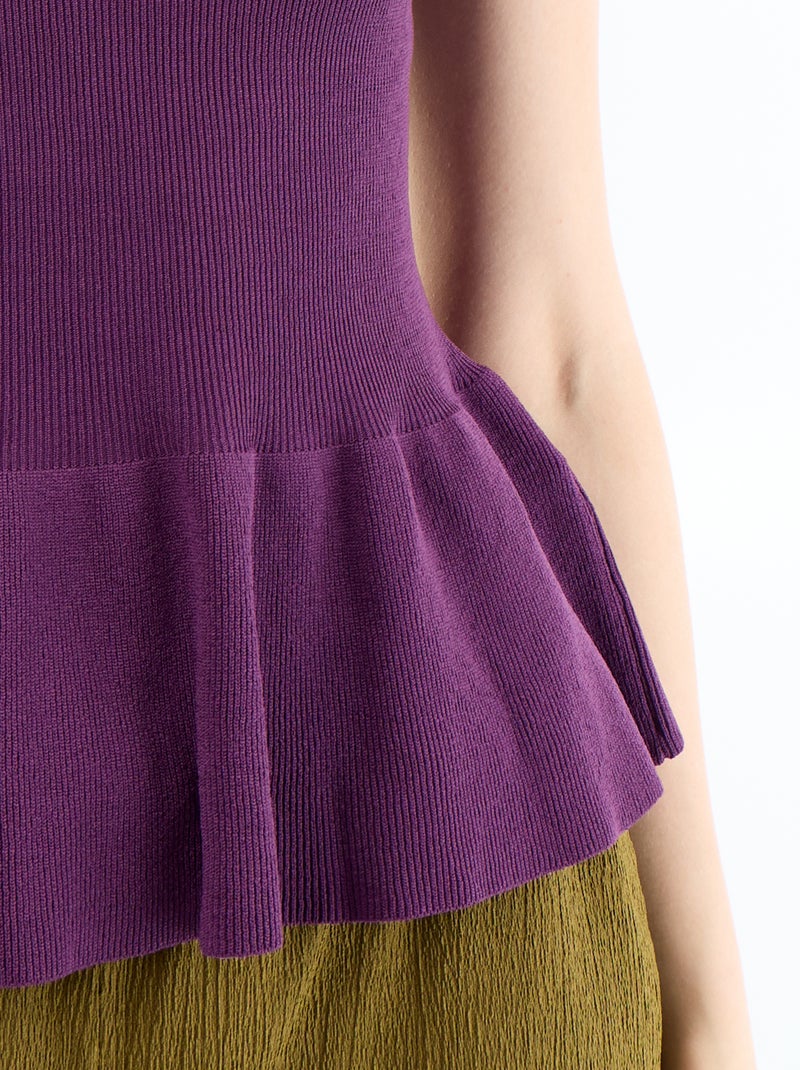 Peplum-Trägertop aus Rippstrick Lila - Kiabi