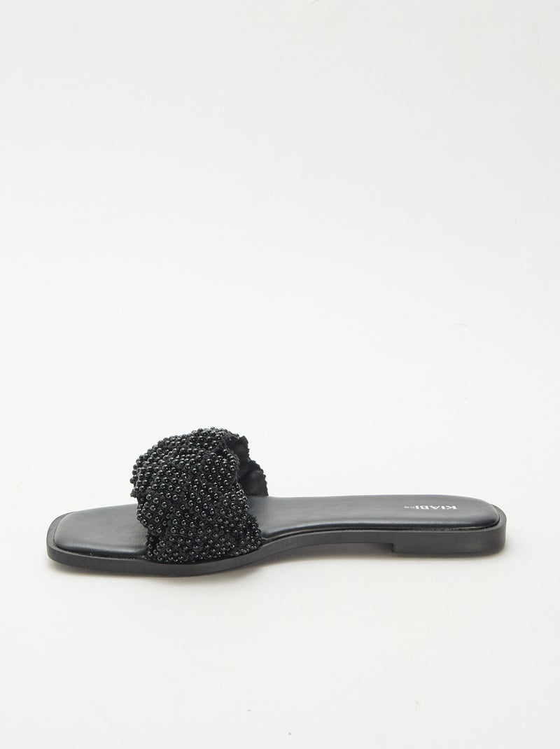 Perlenbesetzte geflochtene Sandalen Schwarz - Kiabi