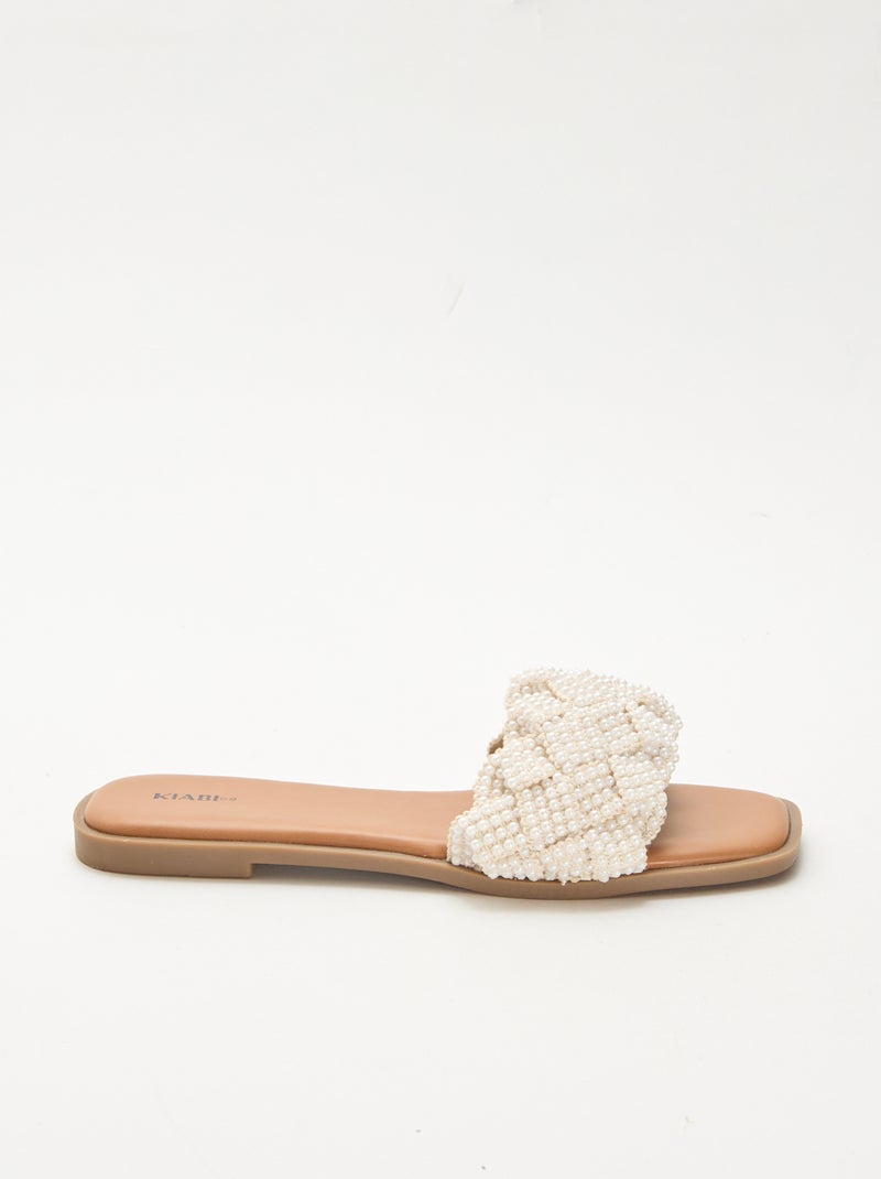 Perlenbesetzte geflochtene Sandalen Weiß - Kiabi