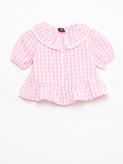Peter Pan Collar Blouse with Ruffles - Kiabi